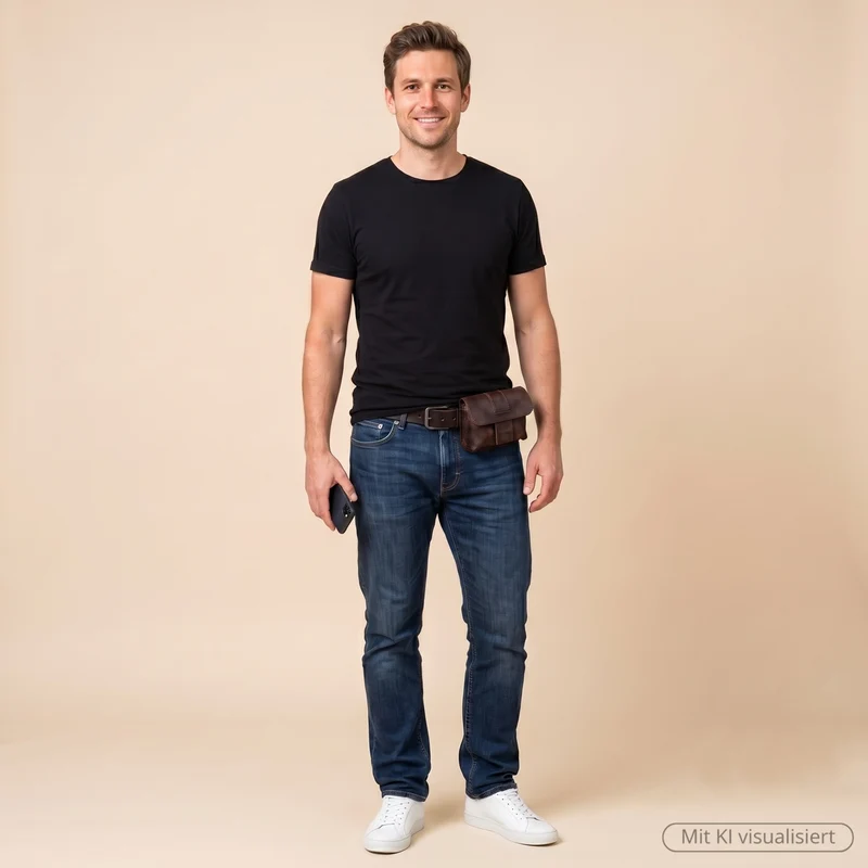 Gürteltasche Bauchtasche Hüfttasche Damen Herren Leder schlamm LE9005