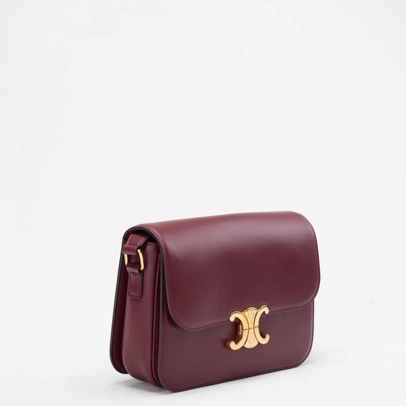 Celine Burgundy Triomphe Crossbody Small Calfskin 2019