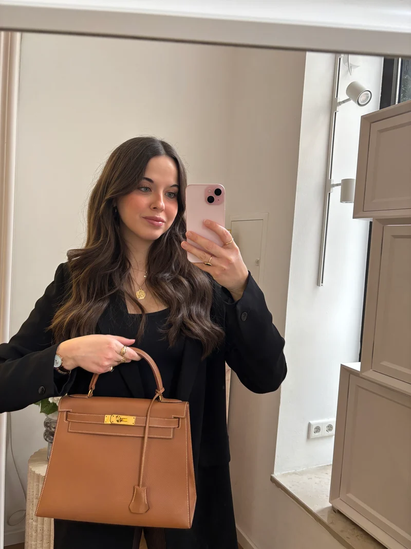 Hermès Vintage Gold Kelly Sellier 28 Epsom N Circle 1984