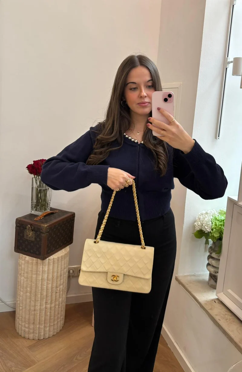 Chanel Beige Vintage Medium Classic Flap Lammleder 1996-1997