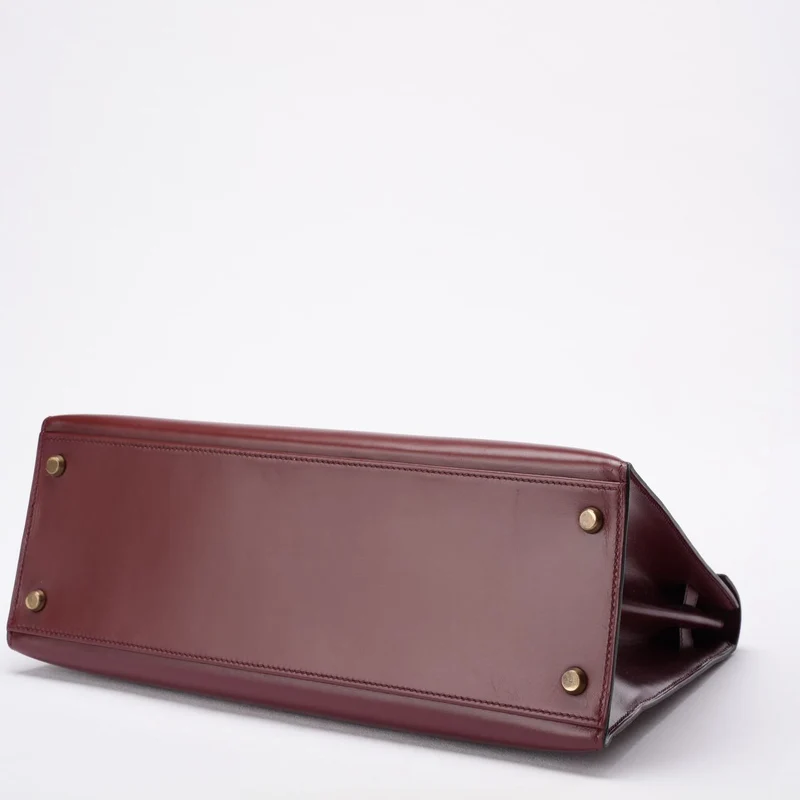 Hermes Vintgae Kelly 32 Burgunderrotes Boxleder 1985