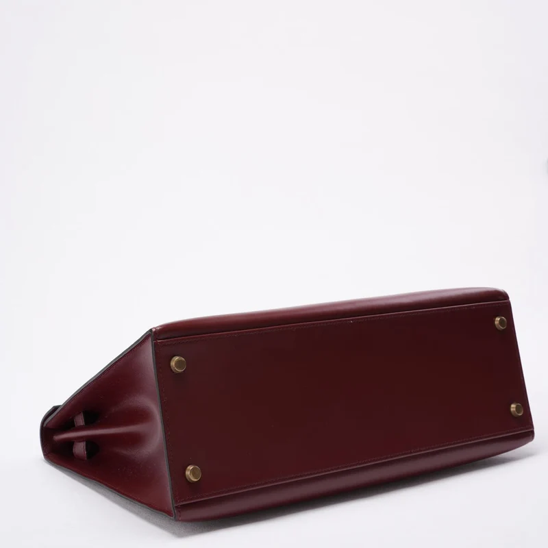 Hermes Vintgae Kelly 32 Burgunderrotes Boxleder 1985