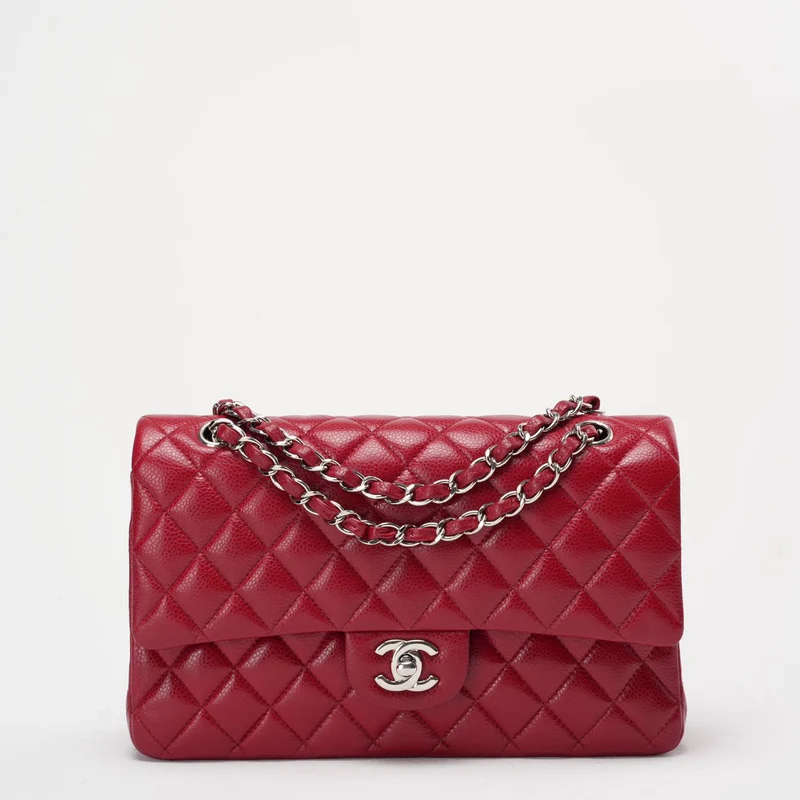Chanel Burgunderrote klassische Flap Bag Caviar 2012