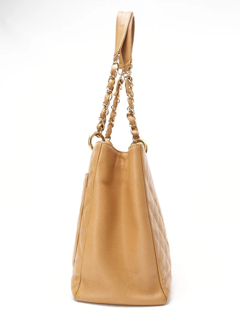 Chanel Vintage Beige Grand Shopping Tote GST Caviar 2003-2004
