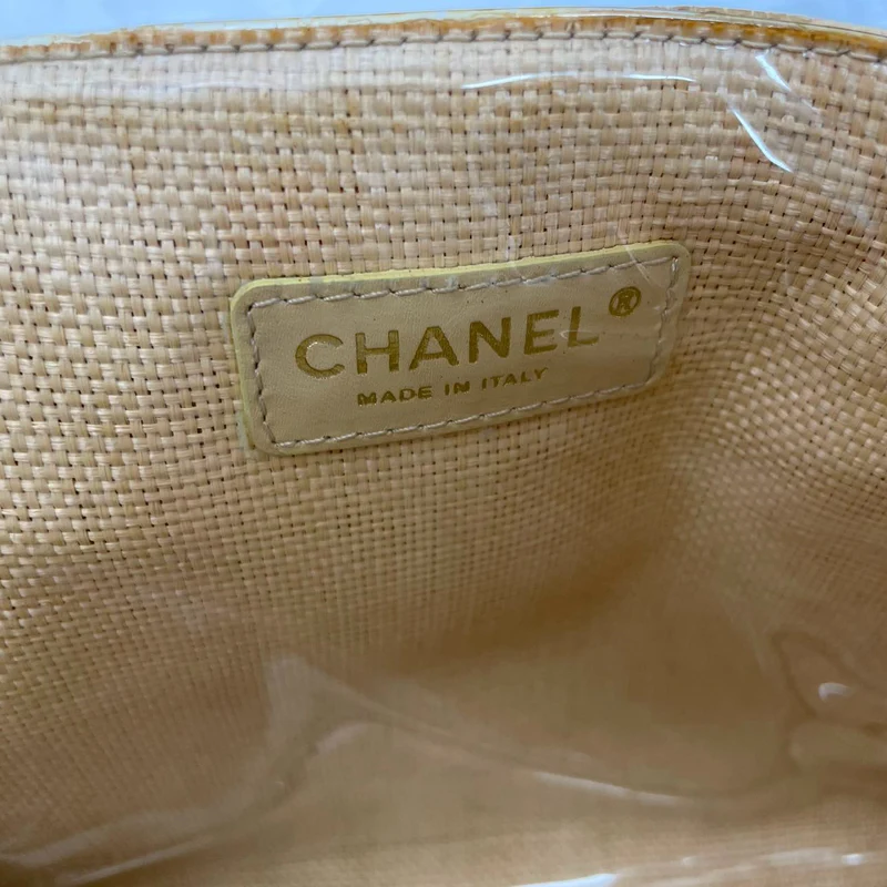 Chanel Raffia Camellia Kleine Einkaufstasche Beige