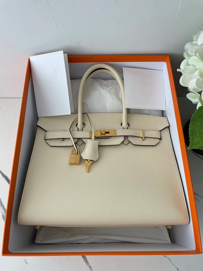 Hermès Birkin Bag 30 cm Sellier aus Nata Epsom Leder, goldfarbene Hardware, 2021