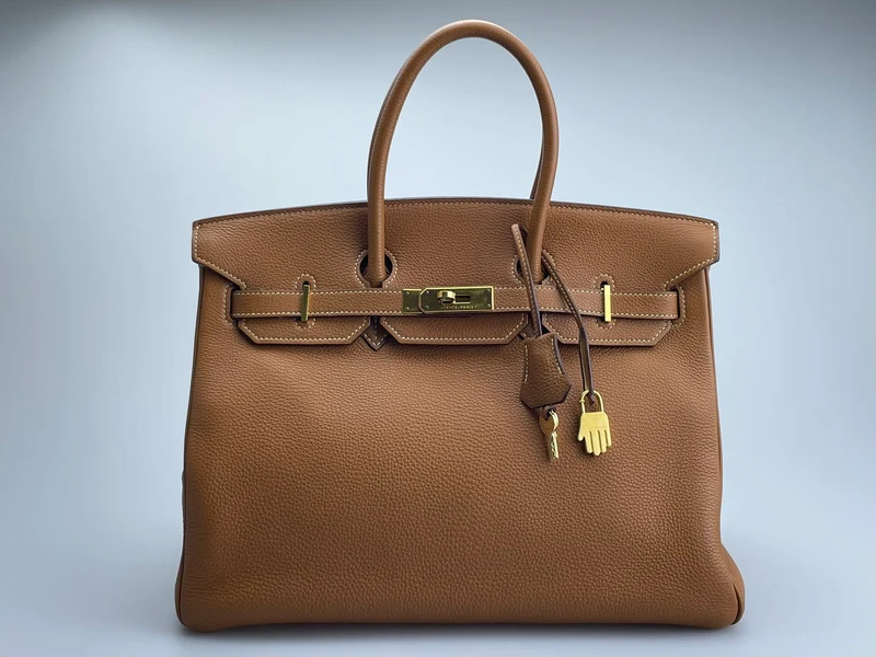 Hermes gebrauchte Birkin 35 aus goldenem Vintage-Togo-Leder