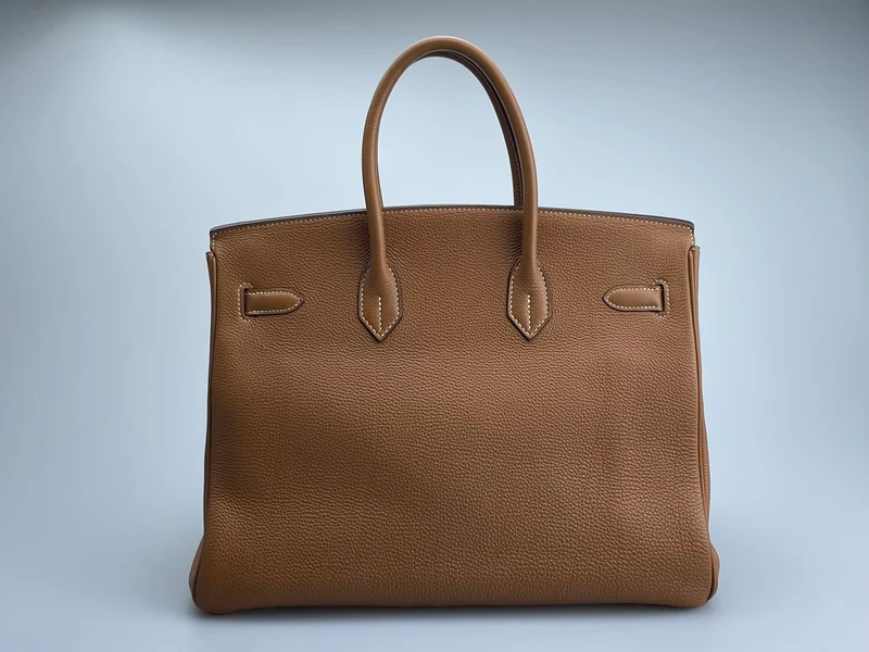 Hermes gebrauchte Birkin 35 aus goldenem Vintage-Togo-Leder
