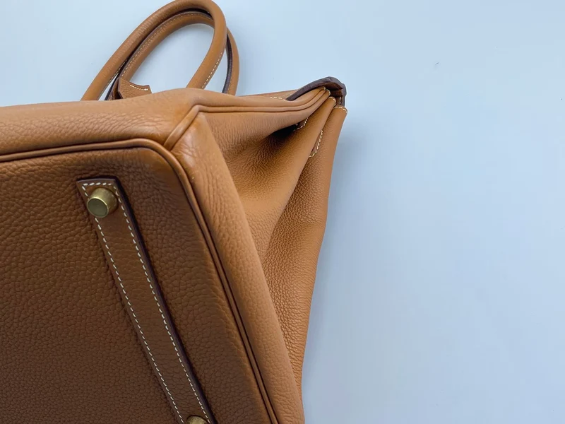 Hermes gebrauchte Birkin 35 aus goldenem Vintage-Togo-Leder