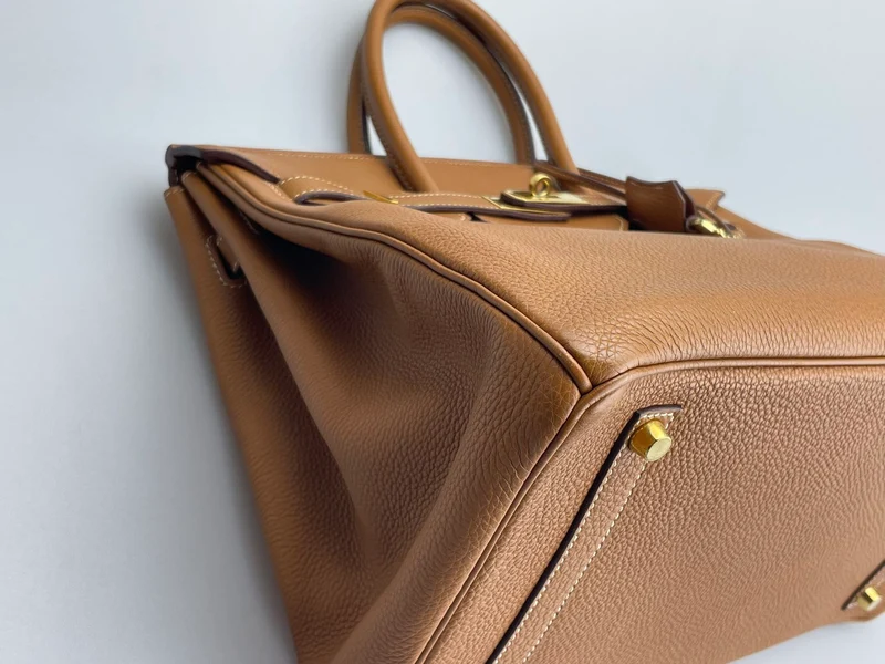 Hermes gebrauchte Birkin 35 aus goldenem Vintage-Togo-Leder