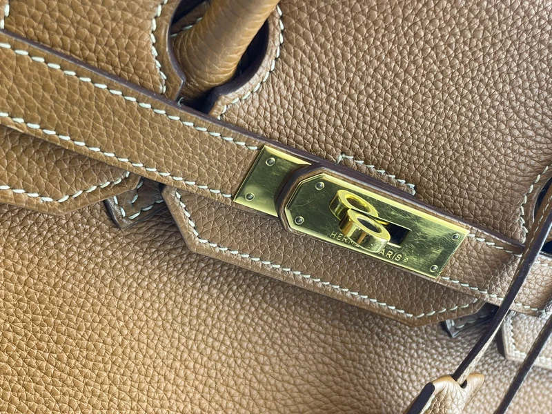 Hermes gebrauchte Birkin 35 aus goldenem Vintage-Togo-Leder