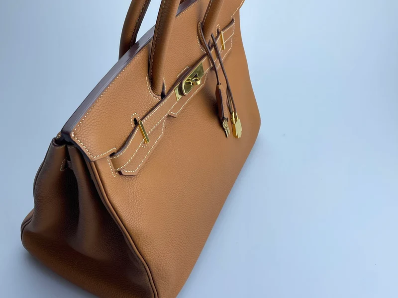 Hermes gebrauchte Birkin 35 aus goldenem Vintage-Togo-Leder