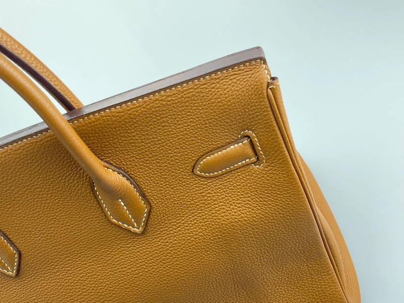 Hermes gebrauchte Birkin 35 aus goldenem Vintage-Togo-Leder