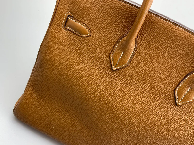 Hermes gebrauchte Birkin 35 aus goldenem Vintage-Togo-Leder