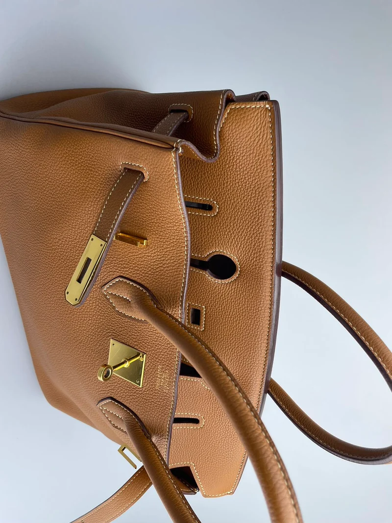 Hermes gebrauchte Birkin 35 aus goldenem Vintage-Togo-Leder