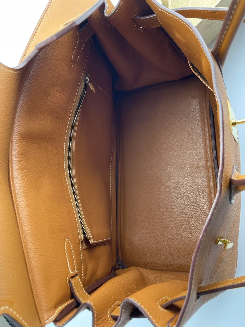 Hermes gebrauchte Birkin 35 aus goldenem Vintage-Togo-Leder