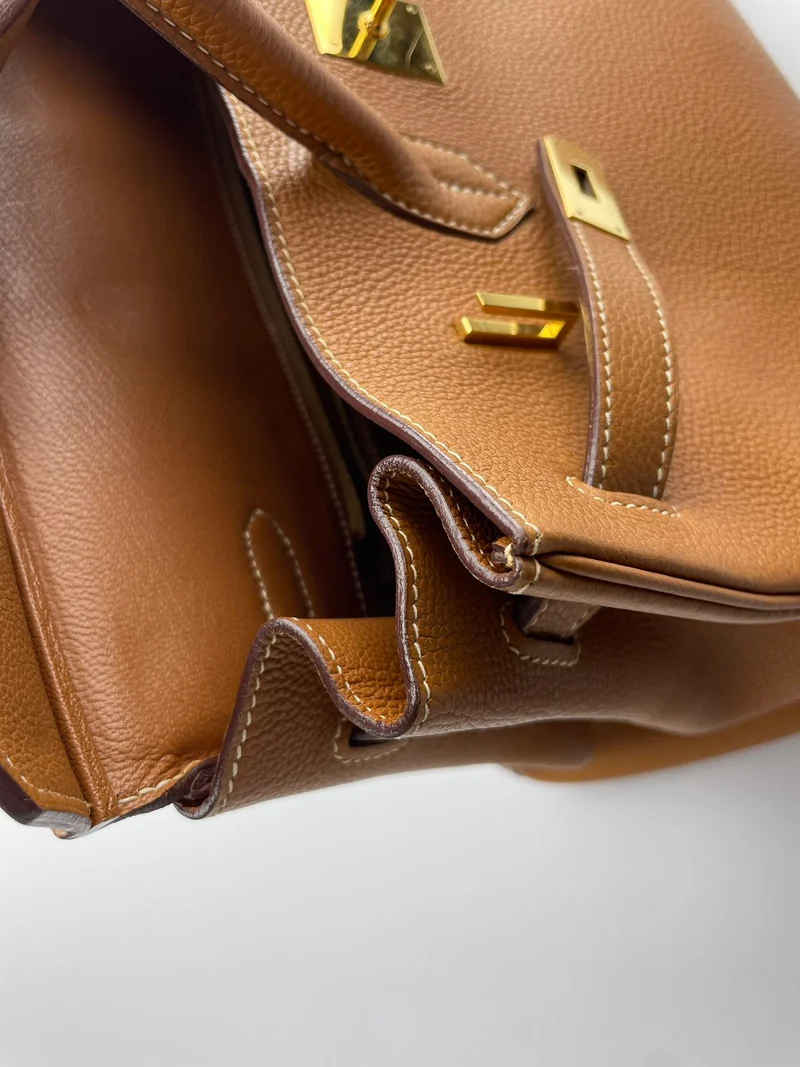 Hermes gebrauchte Birkin 35 aus goldenem Vintage-Togo-Leder