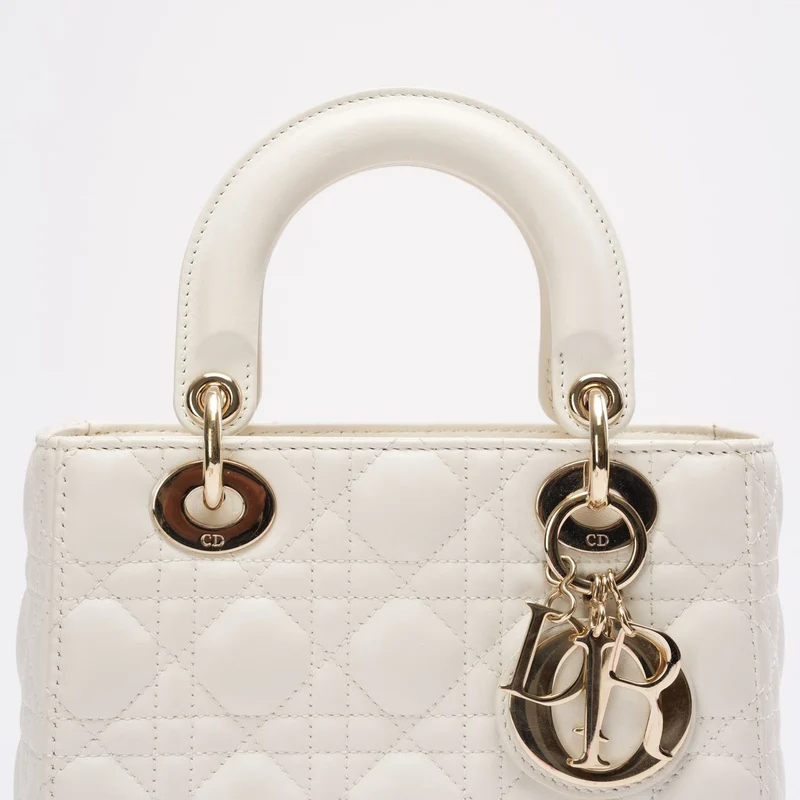 Christian Dior White Small Lady Dior aus Cannage-Lammleder 2020