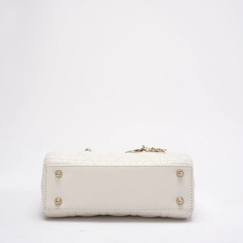 Christian Dior White Small Lady Dior aus Cannage-Lammleder 2020