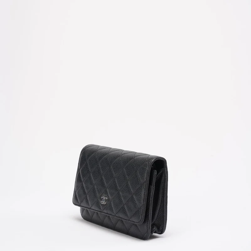 Chanel Wallet on Chain (WOC) aus schwarzem Kaviarleder, Modell 2014
