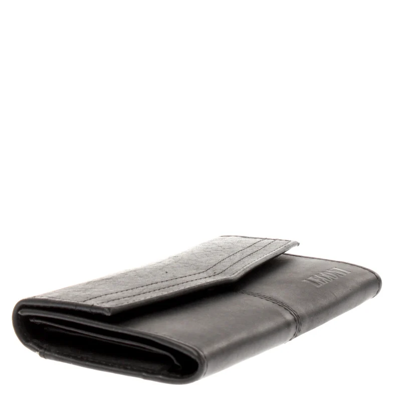 Geldbörse Portemonnaie Damen Querformat Leder schwarz LE9013