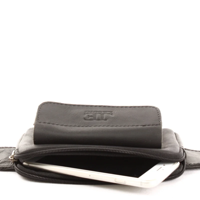 Gürteltasche Bauchtasche Hüfttasche Festivaltasche Büffelleder schwarz LE9015