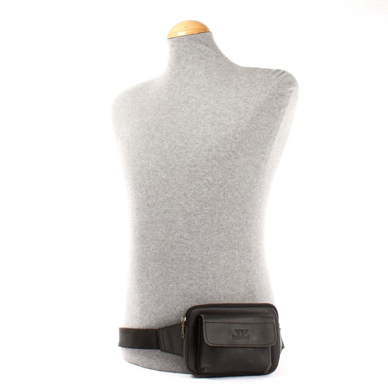 Gürteltasche Bauchtasche Hüfttasche Festivaltasche Büffelleder schwarz LE9015