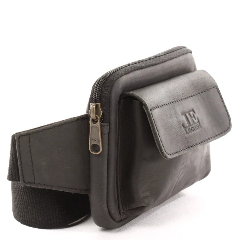 Gürteltasche Bauchtasche Hüfttasche Festivaltasche Büffelleder schwarz LE9015
