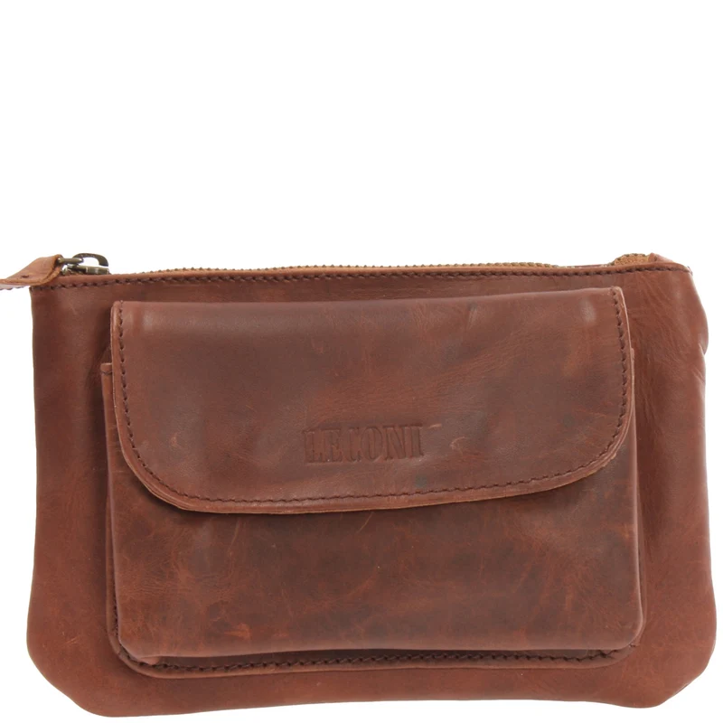 Gürteltasche Bauchtasche Hüfttasche Damen Herren Rindsleder braun LE9019