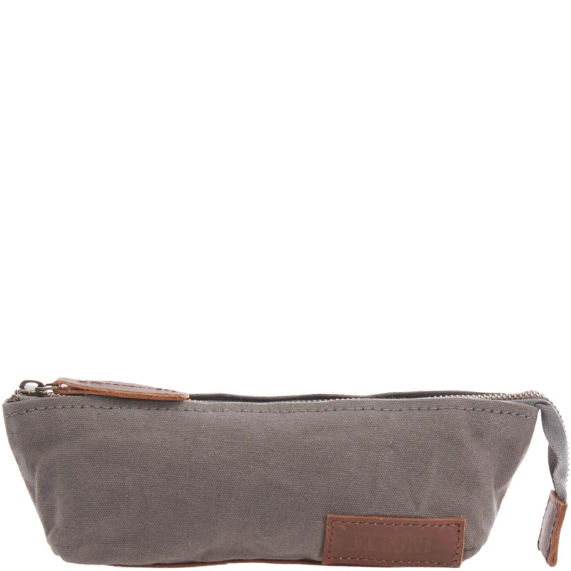 Stiftemappe Federtasche Stifteetui Federmappe Damen Herren Canvas Leder grau LE9026