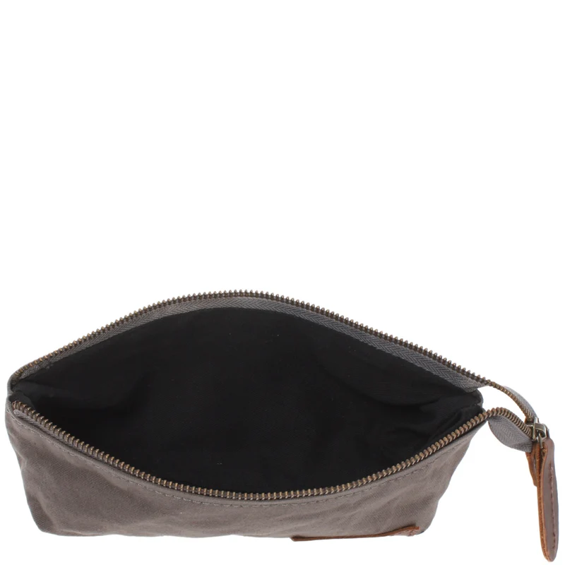 Stiftemappe Federtasche Stifteetui Federmappe Damen Herren Canvas Leder grau LE9026