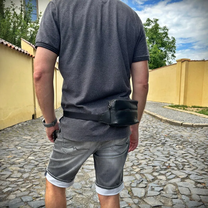 Gürteltasche Bauchtasche Hüfttasche Damen Herren Nappa Leder schwarz LE9029