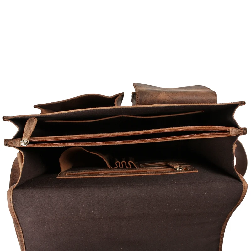 große Aktentasche Lehrertasche Businesstasche Leder vintage braun LE3030