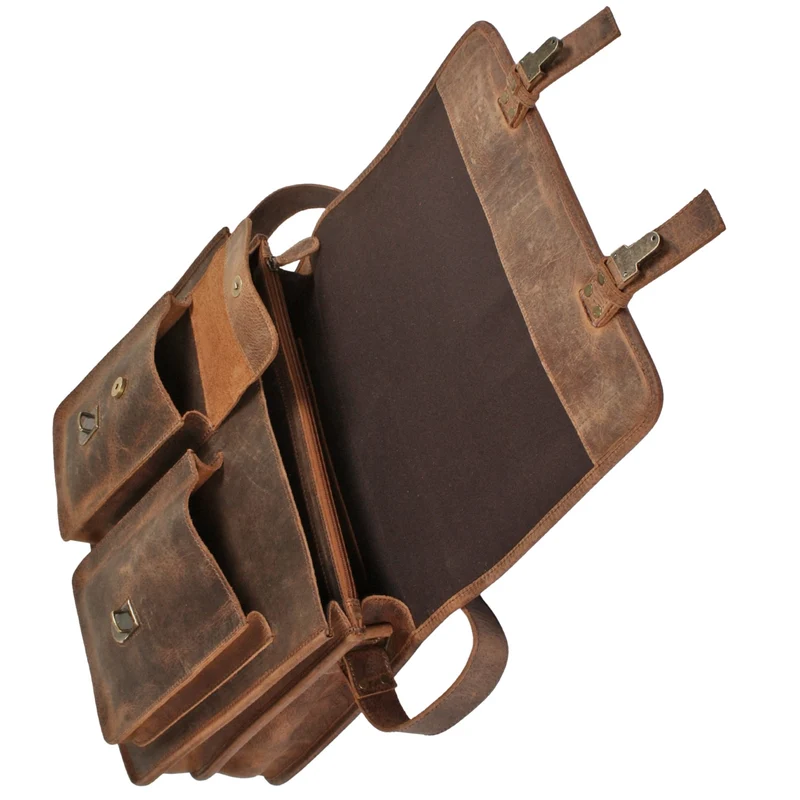 große Aktentasche Lehrertasche Businesstasche Leder vintage braun LE3030