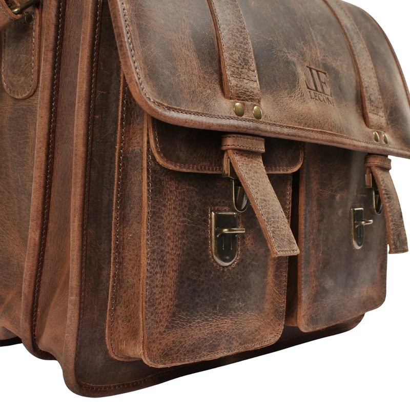 große Aktentasche Lehrertasche Businesstasche Leder vintage braun LE3030