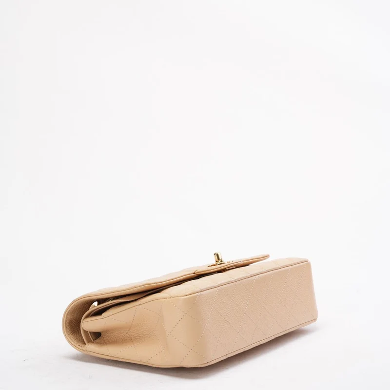 Chanel Beige Medium Double Flap Caviar 2014
