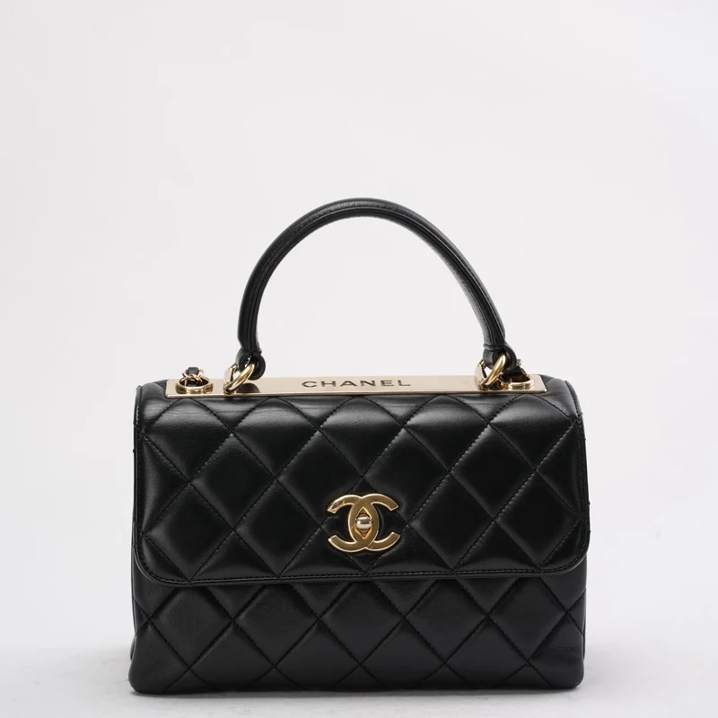 Chanel Schwarze kleine Trendy CC Tasche aus Lammleder 2020