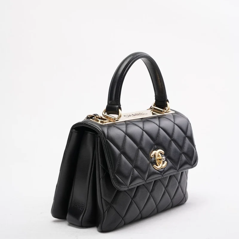 Chanel Schwarze kleine Trendy CC Tasche aus Lammleder 2020