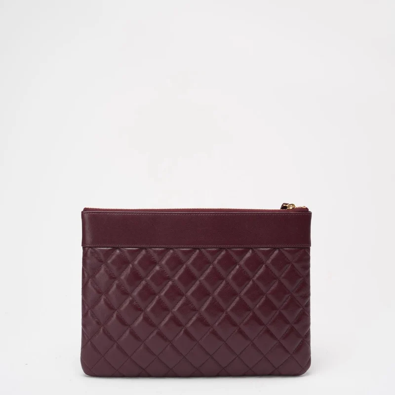 Chanel Burgunderrote Clutch aus Lammleder 2016-2017