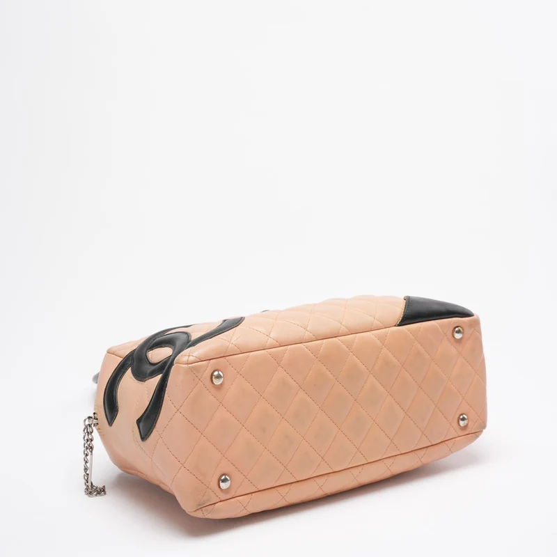 Chanel Cambon Bowler-Tasche Schwarz Beige