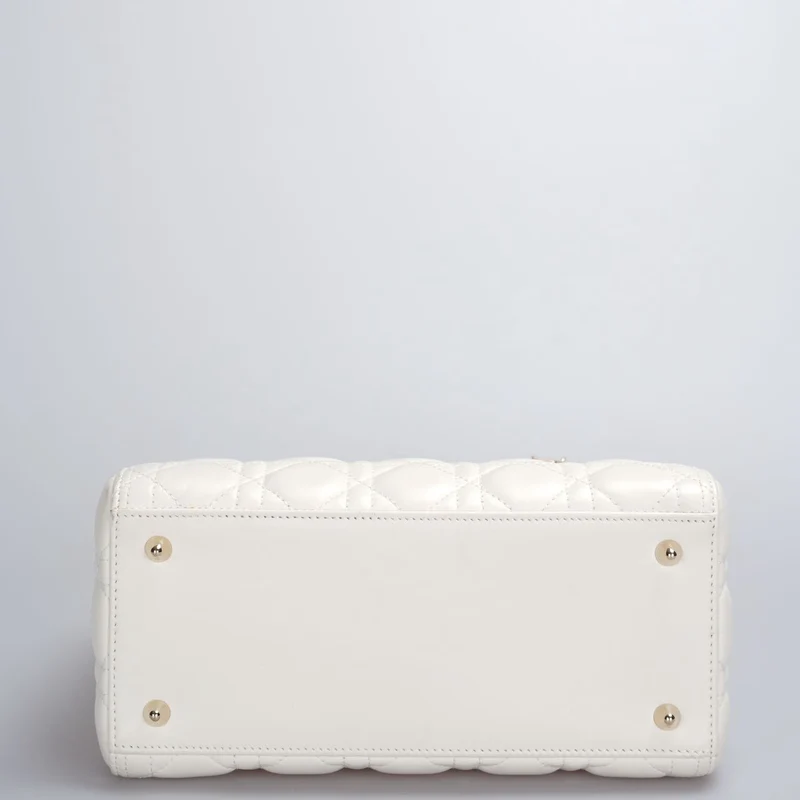 Christian Dior Weiße Lady Dior Mittlere Tasche