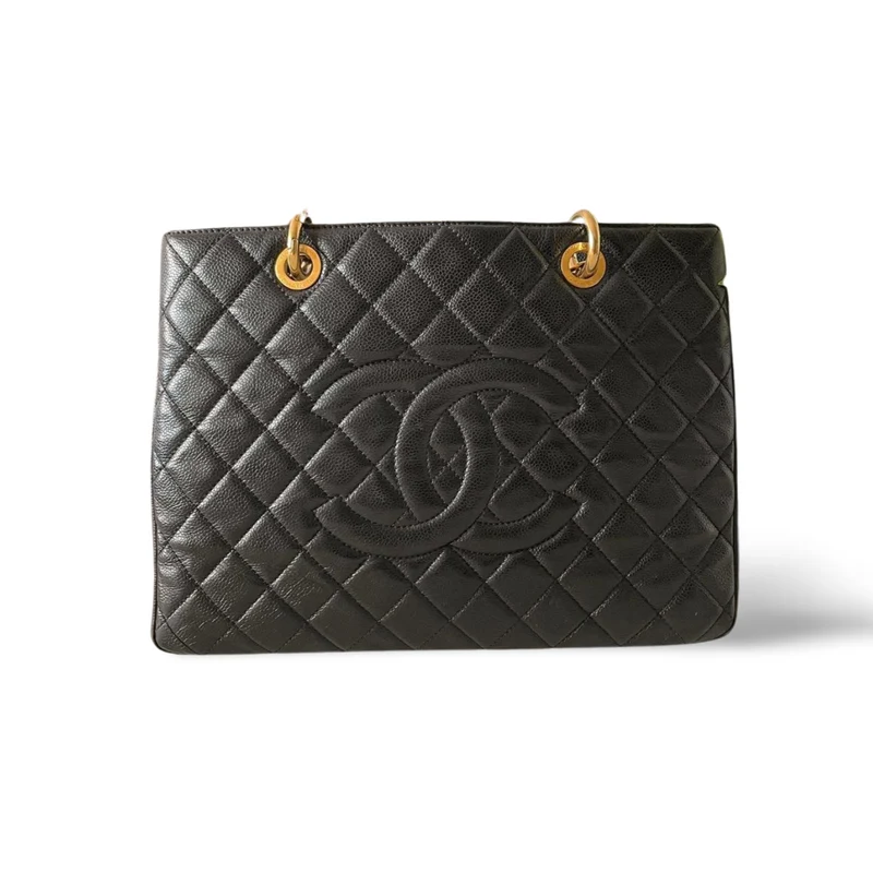 Chanel Black Grand Shopping Tote Bag aus Kaviarleder mit goldenen Beschlägen