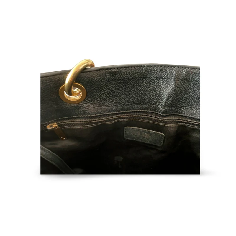 Chanel Black Grand Shopping Tote Bag aus Kaviarleder mit goldenen Beschlägen