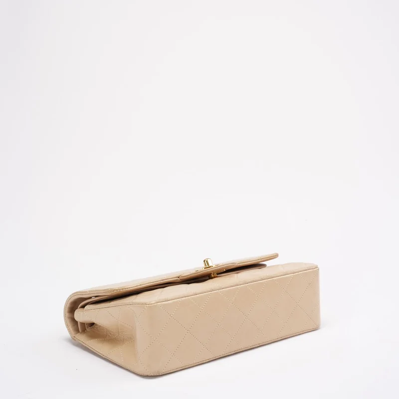 Chanel Vintage Beige Kleine Klassische Doppelflap-Tasche 1994