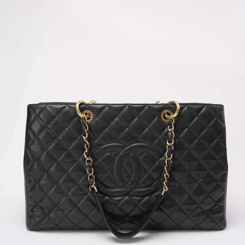Chanel Black Grand Shopping Tote (GST) Tasche aus Kaviarleder