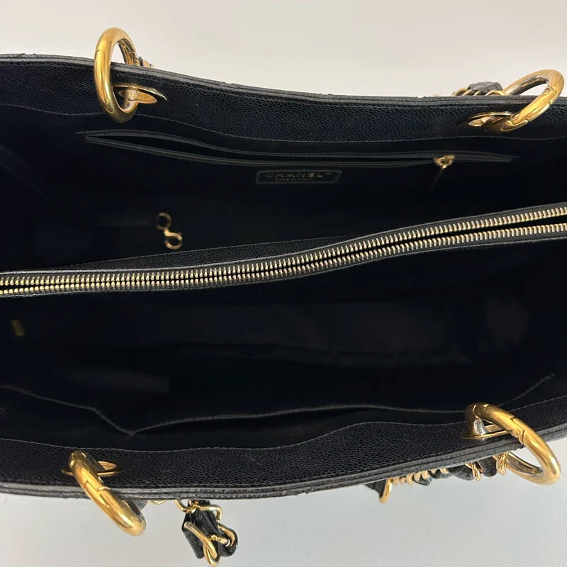 Chanel Black Grand Shopping Tote (GST) Tasche aus Kaviarleder