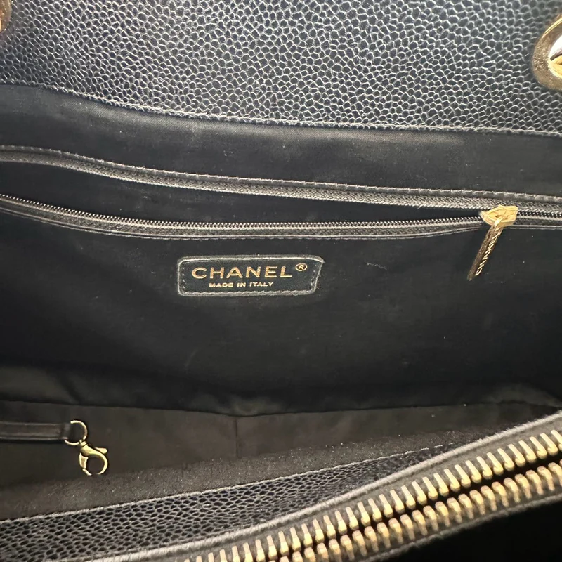 Chanel Black Grand Shopping Tote (GST) Tasche aus Kaviarleder