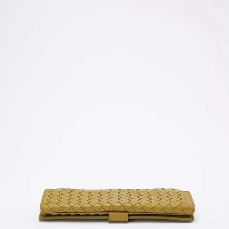 Bottega Veneta Yellow Nappa Wallet Intrecciato Continental Snap Wallet