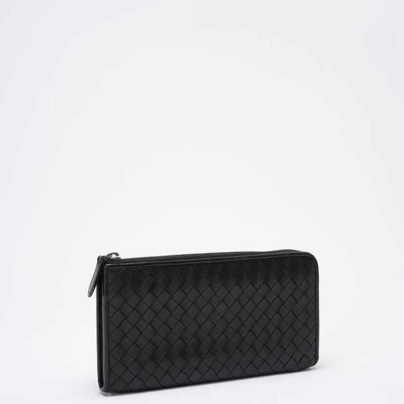 Bottega Veneta Schwarze lange Brieftasche