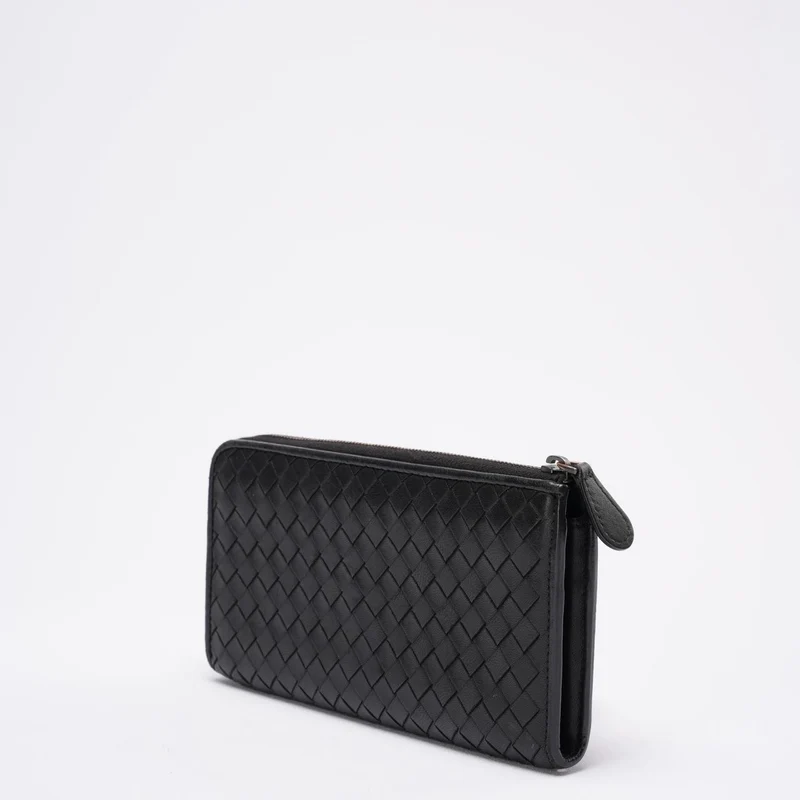 Bottega Veneta Schwarze lange Brieftasche